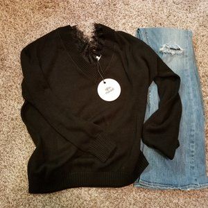 Black AfterMarket sweater - lace inset collar